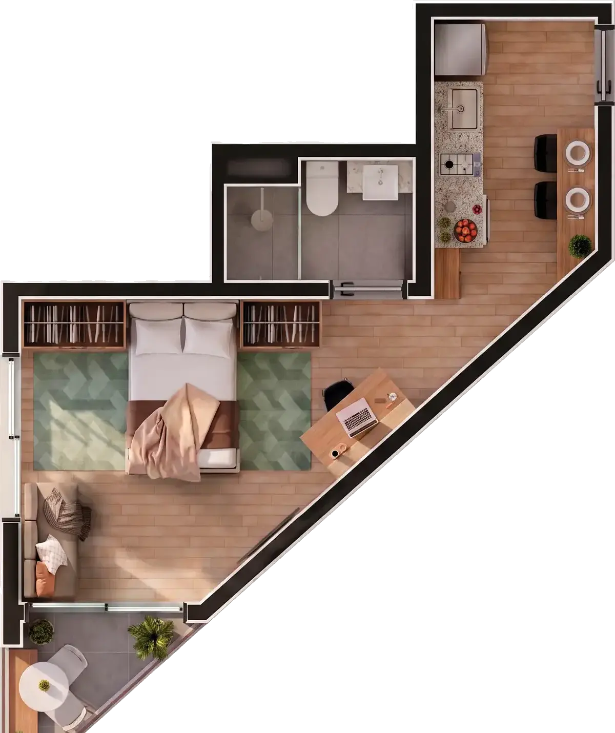Planta Final 01 — Studio 31,68 m²